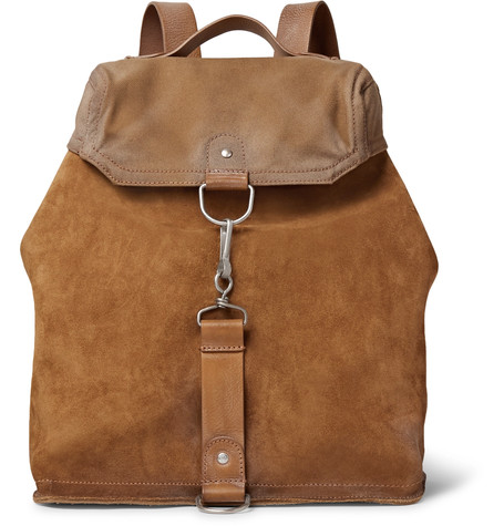 DISTRESSED SUEDE, LEATHER, AND CANVAS BACKPACK